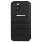 AMG AMHCP13MGSEBK Leather Debossed Lines Back Case For Apple iPhone 13 Black kaina ir informacija | Telefono dėklai | pigu.lt