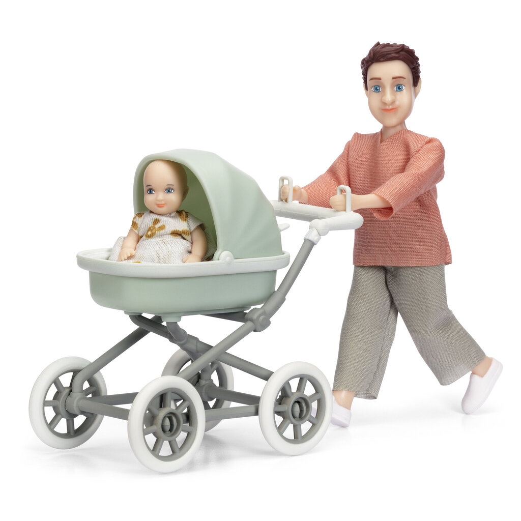 Vyro figūrėlė su vežimėliu ir kūdikiu Lundby kaina ir informacija | Žaislai mergaitėms | pigu.lt