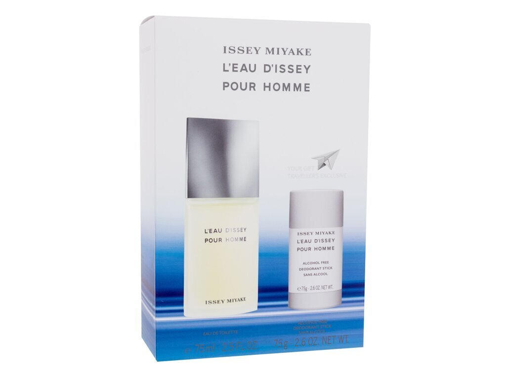 Kosmetikos rinkinys Issey Miyake L'Eau D'Issey Pour Homme EDT vyrams: tualetinis vanduo EDT, 75 ml + dezodorantas, 75 ml kaina ir informacija | Kvepalai vyrams | pigu.lt