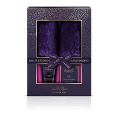 Rinkinys Baylis & Harding Mulberry Fizz: vonios kristalai, 100 g + pėdų pienelis, 140 ml + šlepetės kaina ir informacija | Baylis & Harding Baldai ir namų interjeras | pigu.lt