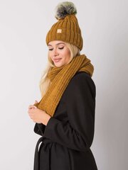 Женский зимний комплект RUE PARIS, шапка и шарф, темно-желтый  цена и информация | Женские шапки | pigu.lt