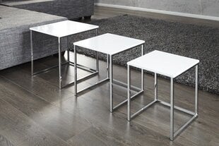 Набор столиков Invicta New Elements, белый, хромированная основа цена и информация | Журнальные столики | pigu.lt