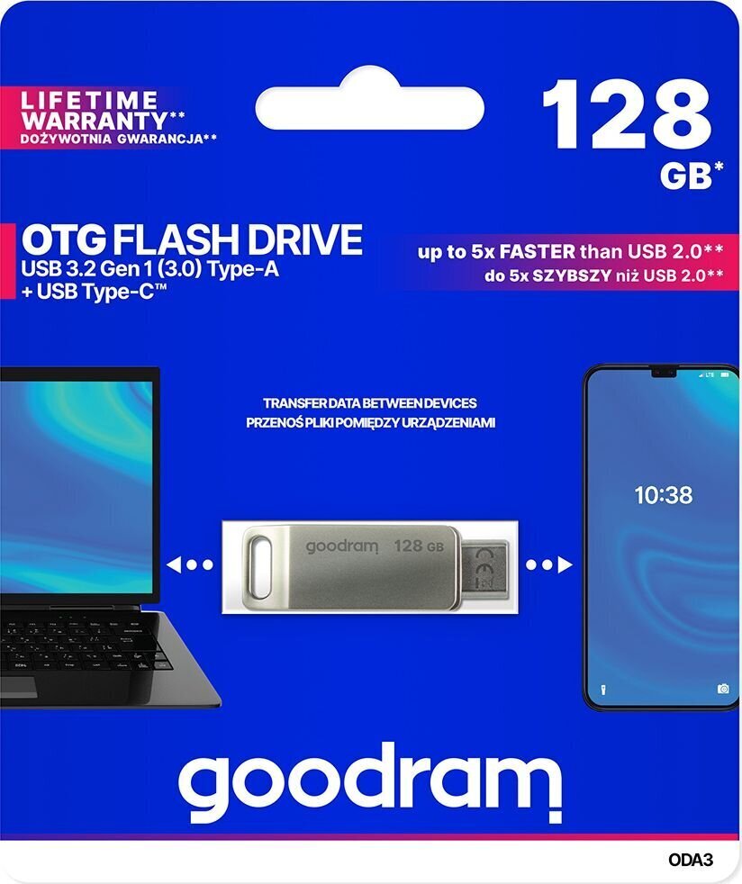 GoodRam ODA3-1280S0R11, 128 GB, USB 3.2 kaina ir informacija | USB laikmenos | pigu.lt