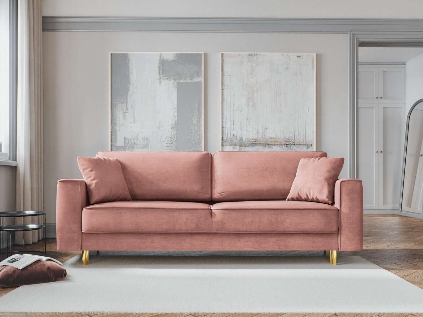 Sofa Cosmopolitan Design Fano, rožinės/auksinės spalvos kaina ir informacija | Sofos | pigu.lt