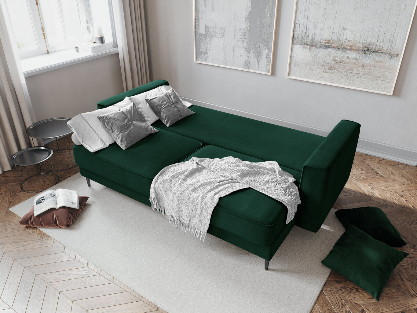 Sofa Cosmopolitan Design Fano, žalia/juoda kaina ir informacija | Sofos | pigu.lt