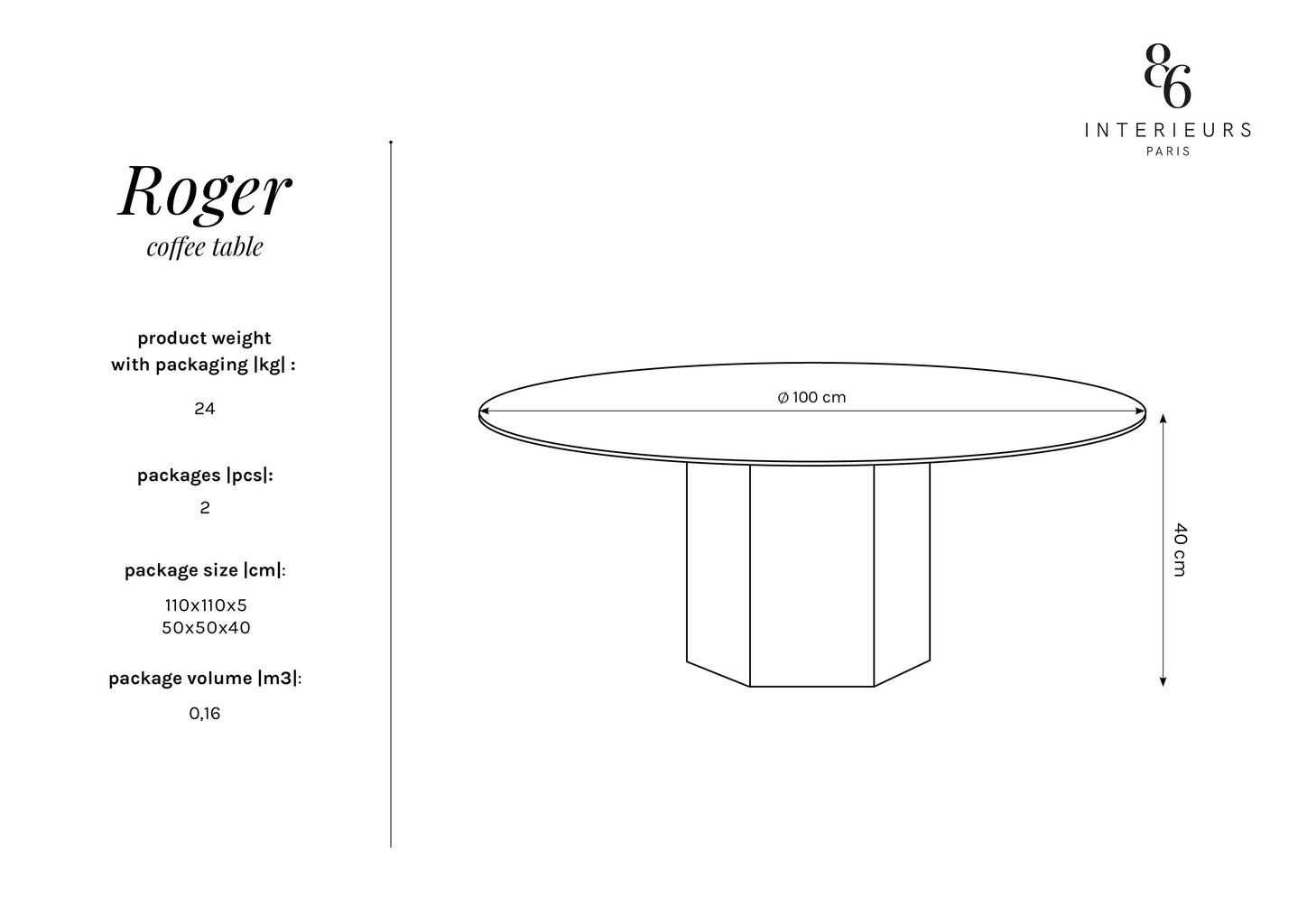 Kavos staliukas Interieurs 86 Roger, 100 cm, rudas kaina ir informacija | Kavos staliukai | pigu.lt
