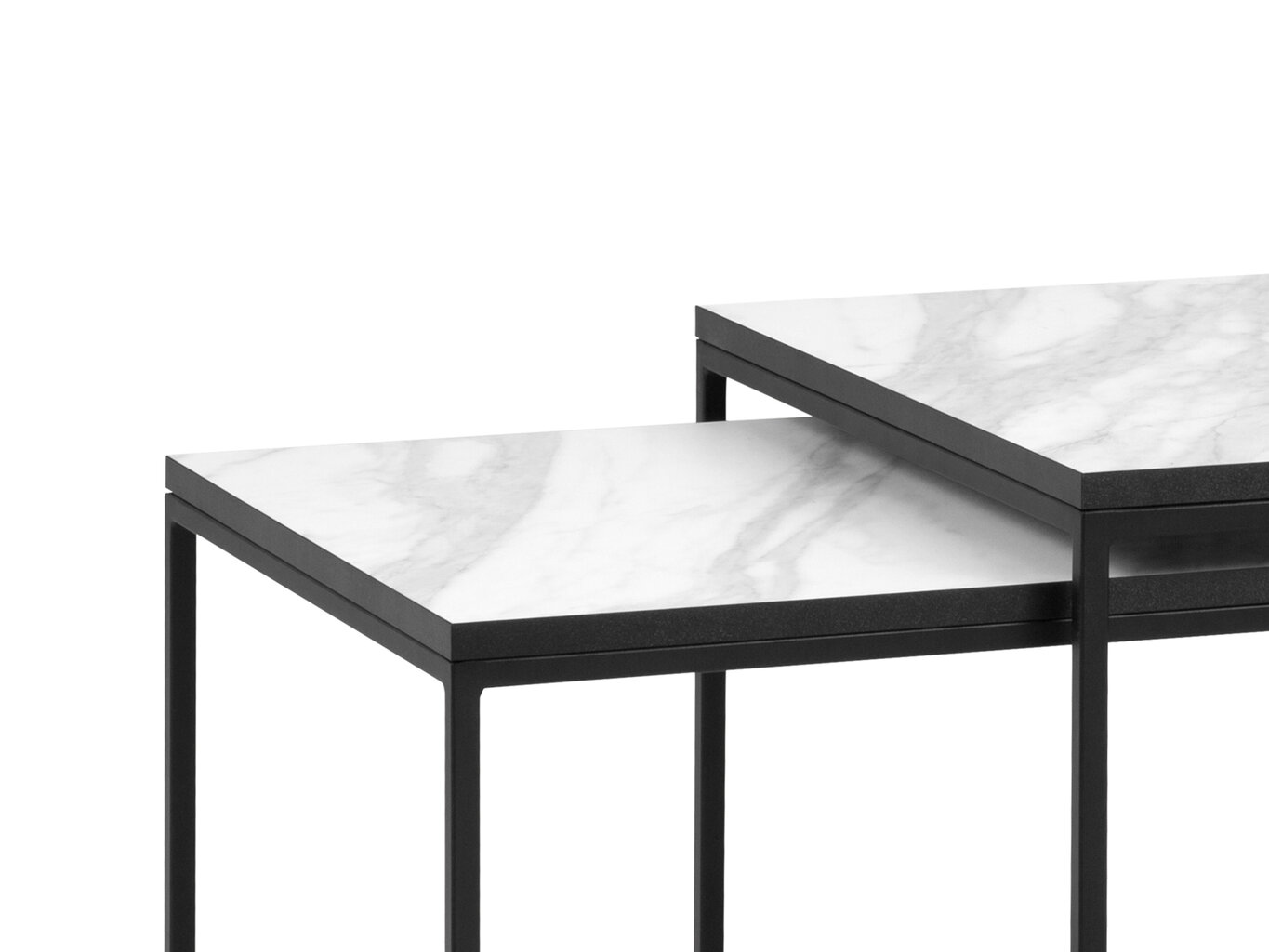 2-jų kavos staliukų komplektas Interieurs86 Morgane, baltas/juodas kaina ir informacija | Kavos staliukai | pigu.lt