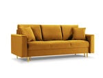 Trivietė sofa Mazzini Sofas Cartadera, geltona/auksinės spalvos