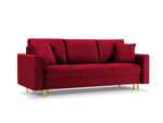 Trivietė sofa Mazzini Sofas Cartadera, raudona/auksinės spalvos