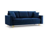 Trivietė sofa Mazzini Sofas Cartadera, mėlyna/auksinės spalvos