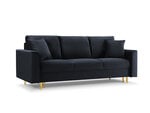 Trivietė sofa Mazzini Sofas Cartadera, tamsiai mėlyna/auksinės spalvos