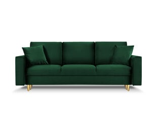 Trivietė sofa Mazzini Sofas Cartadera, tamsiai žalia/auksinės spalvos kaina ir informacija | Sofos | pigu.lt