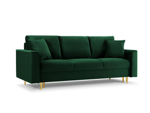 Trivietė sofa Mazzini Sofas Cartadera, tamsiai žalia/auksinės spalvos kaina ir informacija | Sofos | pigu.lt