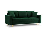 Trivietė sofa Mazzini Sofas Cartadera, tamsiai žalia/auksinės spalvos
