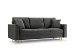 Trivietė sofa Mazzini Sofas Cartadera, tamsiai pilka/auksinės spalvos