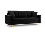 Trivietė sofa Mazzini Sofas Cartadera, juoda/auksinės spalvos