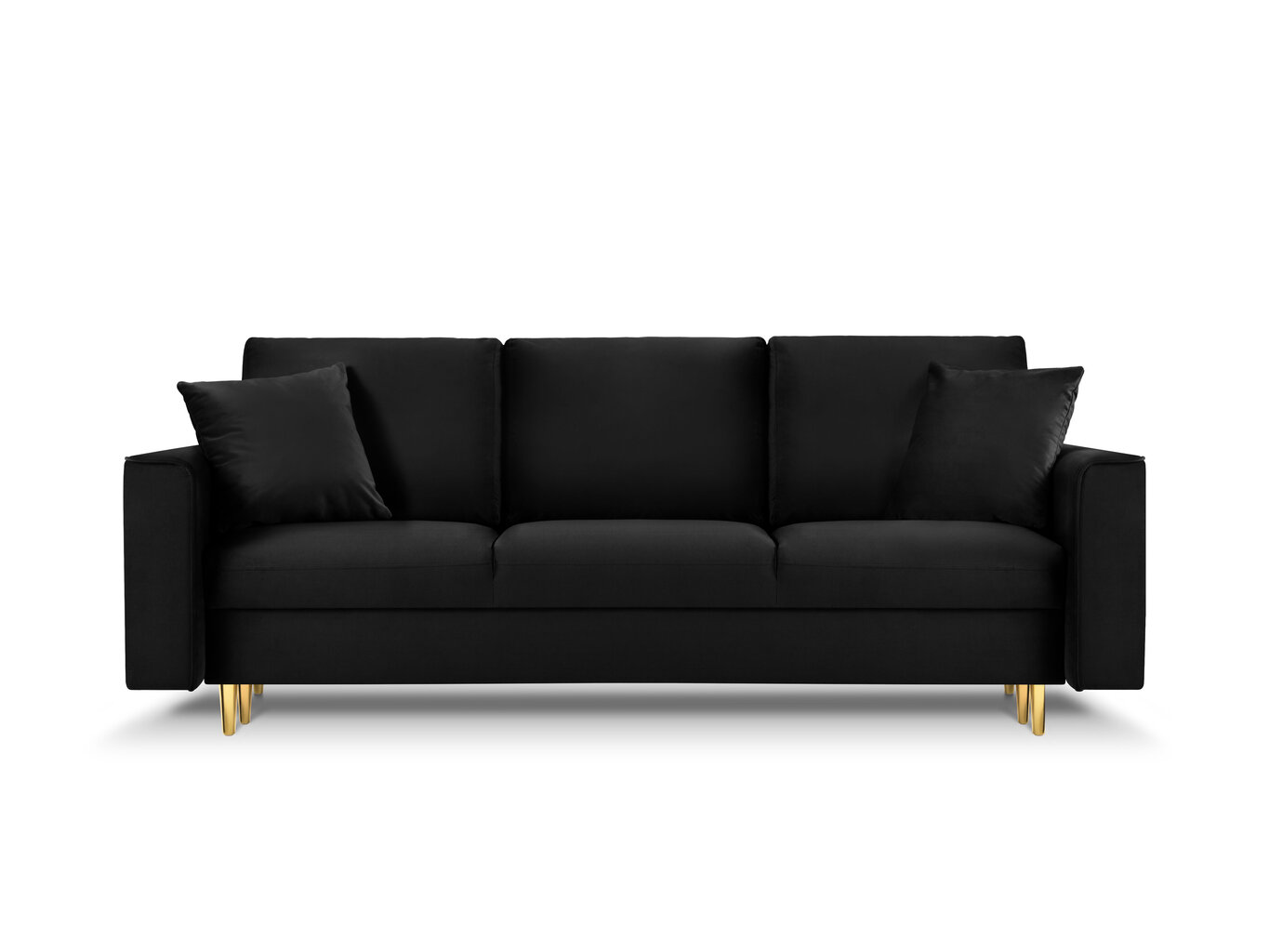 Trivietė sofa Mazzini Sofas Cartadera, juoda/auksinės spalvos kaina ir informacija | Sofos | pigu.lt