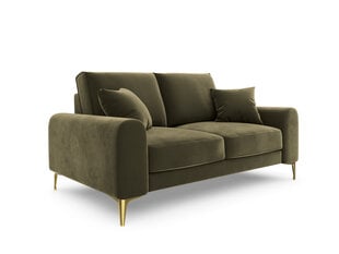 Двухместный диван Mazzini Sofas Madara, велюр, зеленый/золотой цена и информация | Диваны | pigu.lt