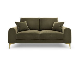 Двухместный диван Mazzini Sofas Madara, велюр, зеленый/золотой цена и информация | Диваны | pigu.lt
