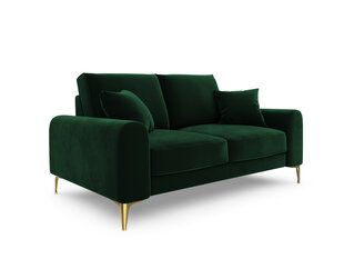 Двухместный диван Mazzini Sofas Madara, велюр, темно-зеленый/золотой цена и информация | Диваны | pigu.lt