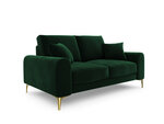 Dvivietė sofa Mazzini Sofas Madara, veliūras, tamsiai žalia/auksinės spalvos