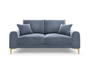Dvivietė sofa Mazzini Sofas Madara, veliūras, šviesiai mėlyna/auksinės spalvos kaina ir informacija | Sofos | pigu.lt