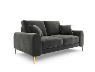 Dvivietė sofa Mazzini Sofas Madara, veliūras, tamsiai pilka/auksinės spalvos kaina ir informacija | Sofos | pigu.lt