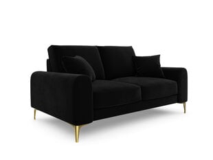 Dvivietė sofa Mazzini Sofas Madara, veliūras, juoda/auksinės spalvos kaina ir informacija | Sofos | pigu.lt
