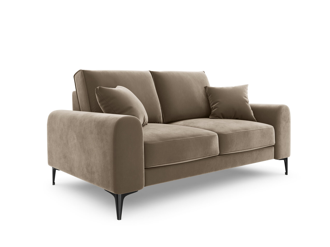 Dvivietė sofa Mazzini Sofas Madara, veliūras, smėlio spalvos/juoda kaina ir informacija | Sofos | pigu.lt