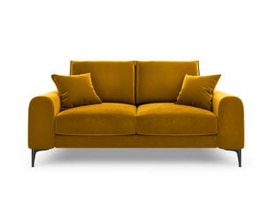 Dvivietė sofa Mazzini Sofas Madara, veliūras, geltona/juoda kaina ir informacija | Sofos | pigu.lt