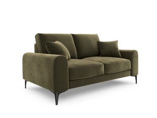 Двухместный диван Mazzini Sofas Madara, велюр, зеленый/черный цена и информация | Диваны | pigu.lt