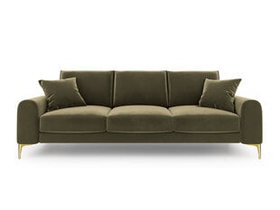 Трехместный диван Mazzini Sofas Madara, велюр, зеленый/золотой цена и информация | Диваны | pigu.lt