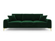 Trivietė sofa Mazzini Sofas Madara, veliūras, tamsiai žalia/auksinės spalvos kaina ir informacija | Sofos | pigu.lt