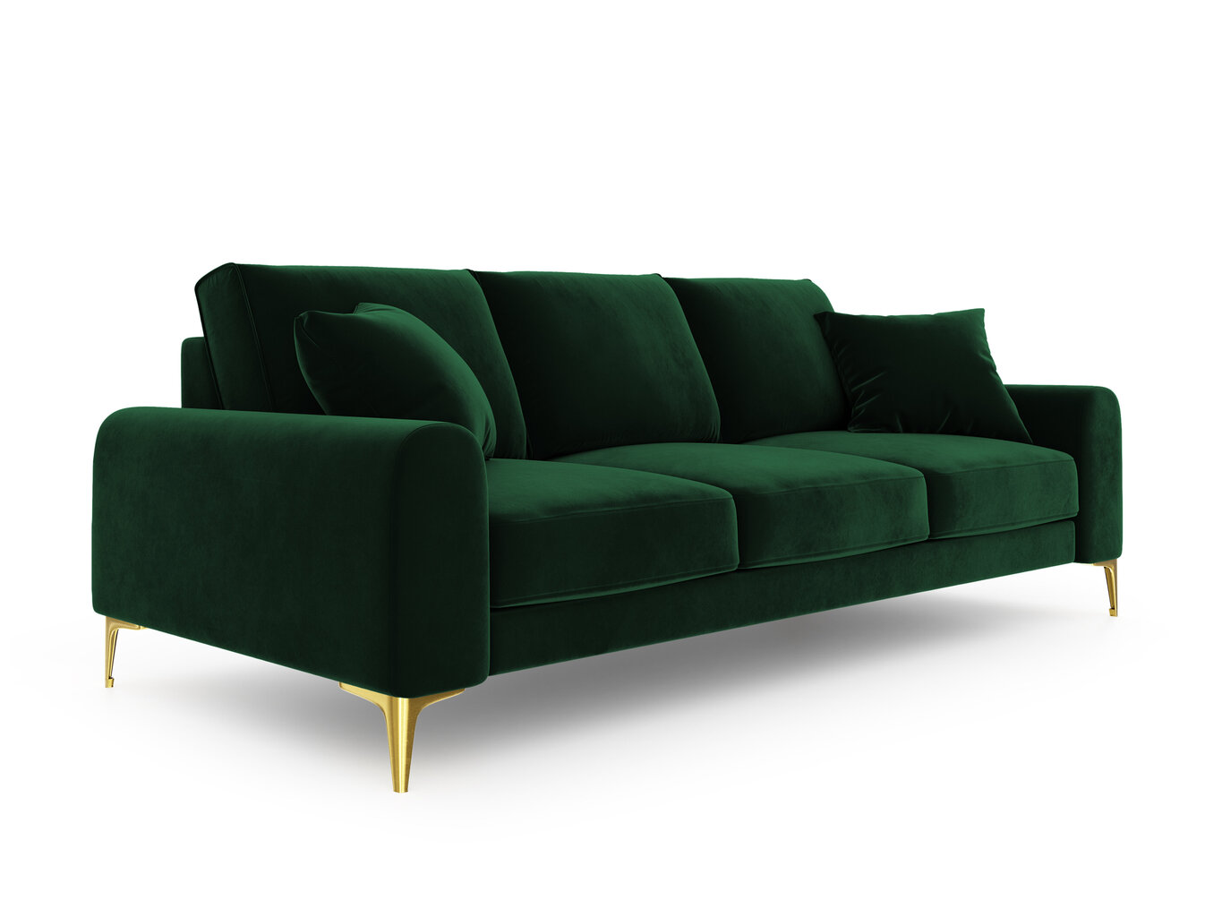 Trivietė sofa Mazzini Sofas Madara, veliūras, tamsiai žalia/auksinės spalvos kaina ir informacija | Sofos | pigu.lt