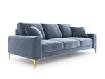 Трехместный диван Mazzini Sofas Madara, велюр, светло-синий/золотой