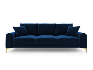 Trivietė sofa Mazzini Sofas Madara, veliūras, tamsiai mėlyna/auksinės spalvos kaina ir informacija | Sofos | pigu.lt