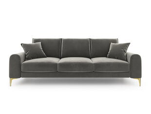 Trivietė sofa Mazzini Sofas Madara, veliūras, šviesiai pilka/auksinės spalvos kaina ir informacija | Sofos | pigu.lt