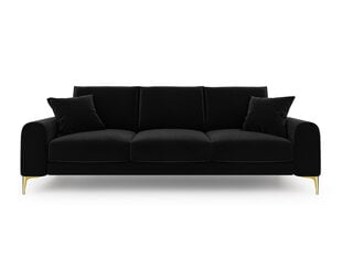 Трехместный диван Mazzini Sofas Madara, велюр, черный/золотой цена и информация | Диваны | pigu.lt