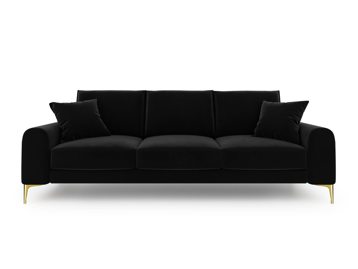 Trivietė sofa Mazzini Sofas Madara, veliūras, juoda/auksinės spalvos kaina ir informacija | Sofos | pigu.lt