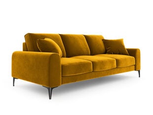 Trivietė sofa Mazzini Sofas Madara, veliūras, geltona/juoda kaina ir informacija | Sofos | pigu.lt