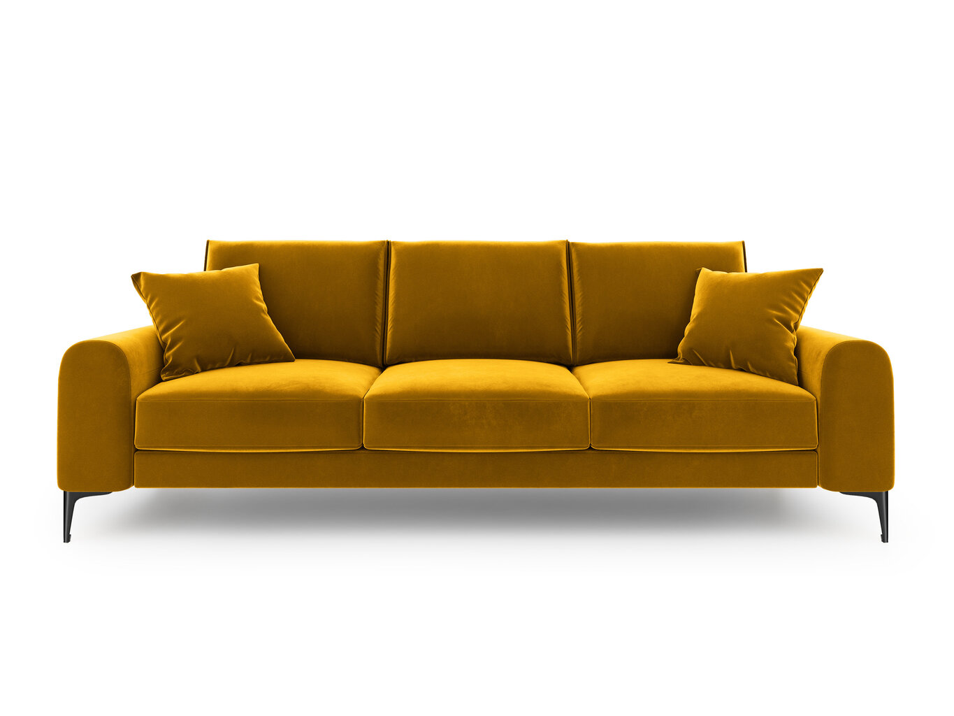 Trivietė sofa Mazzini Sofas Madara, veliūras, geltona/juoda kaina ir informacija | Sofos | pigu.lt