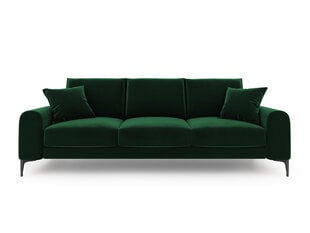 Трехместный диван Mazzini Sofas Madara, велюр, темно-зеленый/черный цена и информация | Диваны | pigu.lt