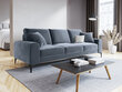 Trivietė sofa Mazzini Sofas Madara, veliūras, šviesiai mėlyna/juoda цена и информация | Sofos | pigu.lt