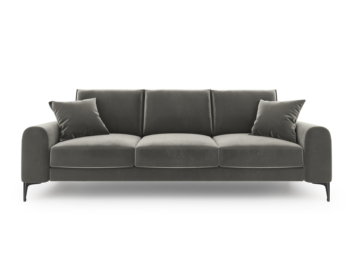 Trivietė sofa Mazzini Sofas Madara, veliūras, šviesiai pilka/juoda kaina ir informacija | Sofos | pigu.lt