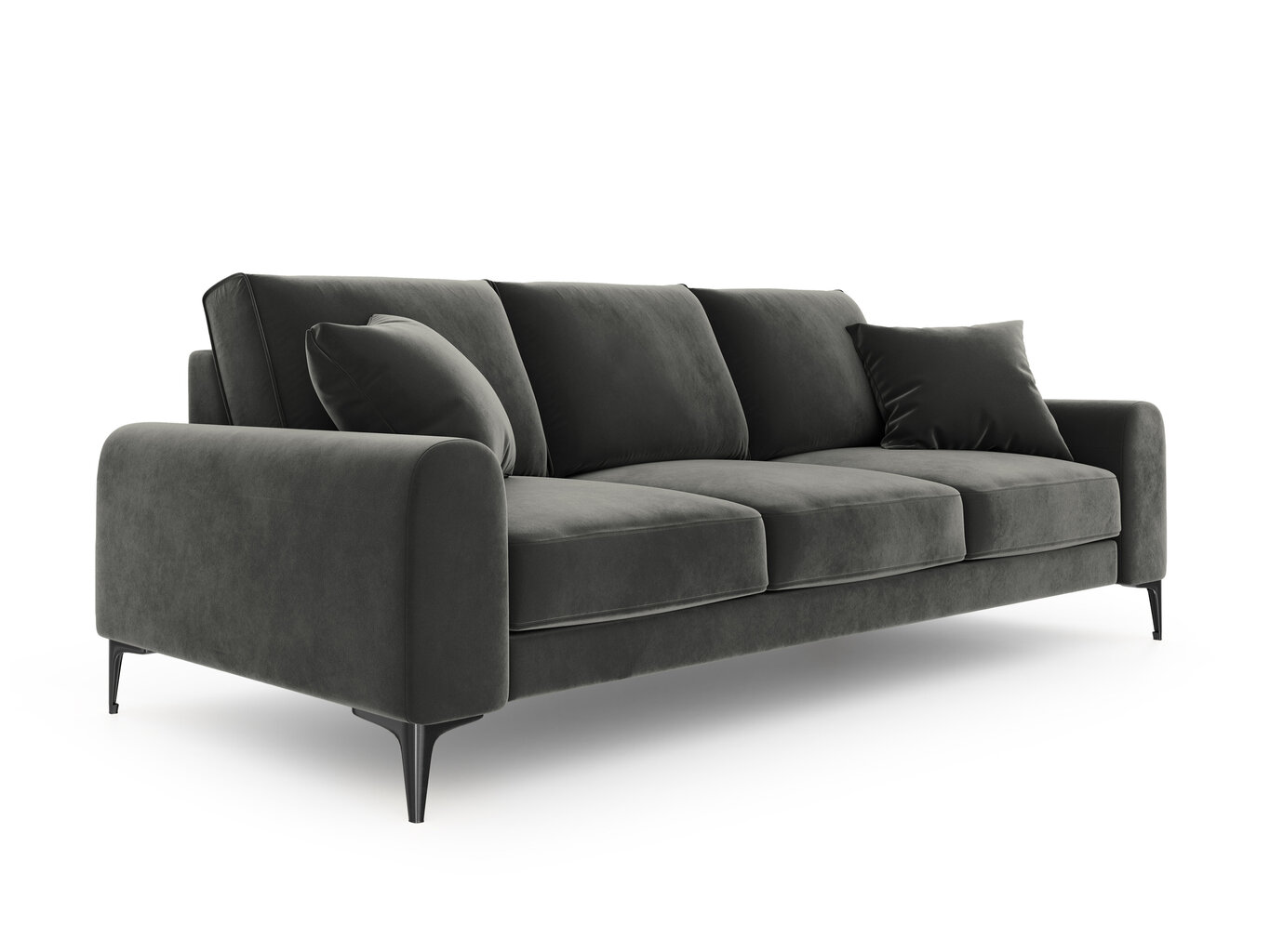 Trivietė sofa Mazzini Sofas Madara, veliūras, tamsiai pilka/juoda цена и информация | Sofos | pigu.lt