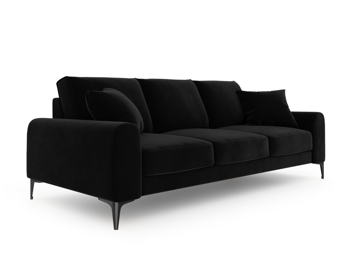 Trivietė sofa Mazzini Sofas Madara, veliūras, juoda kaina ir informacija | Sofos | pigu.lt