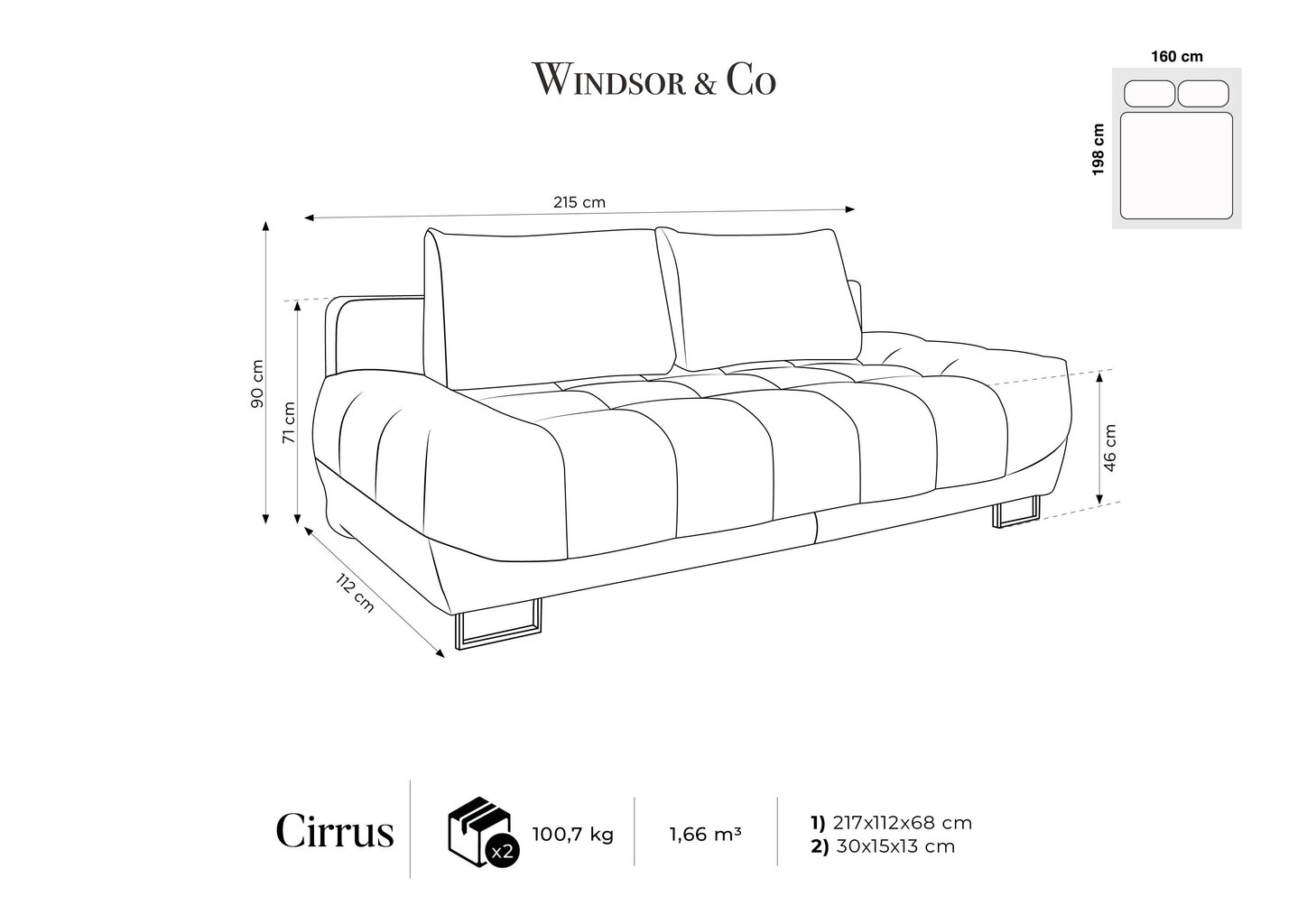 Trivietė sofa Windsor and Co Cirrus, veliūras, pilka цена и информация | Sofos | pigu.lt