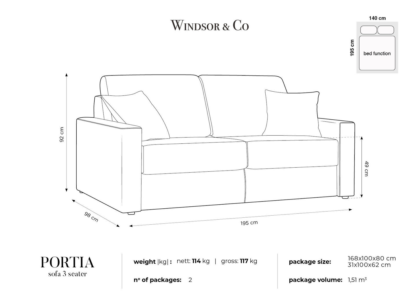 Sofa Windsor & Co Portia 3, žalia цена и информация | Sofos | pigu.lt