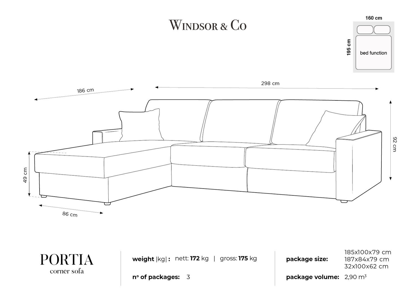 Minkštas kampas Windsor&Co Portia L, rožinis цена и информация | Minkšti kampai | pigu.lt