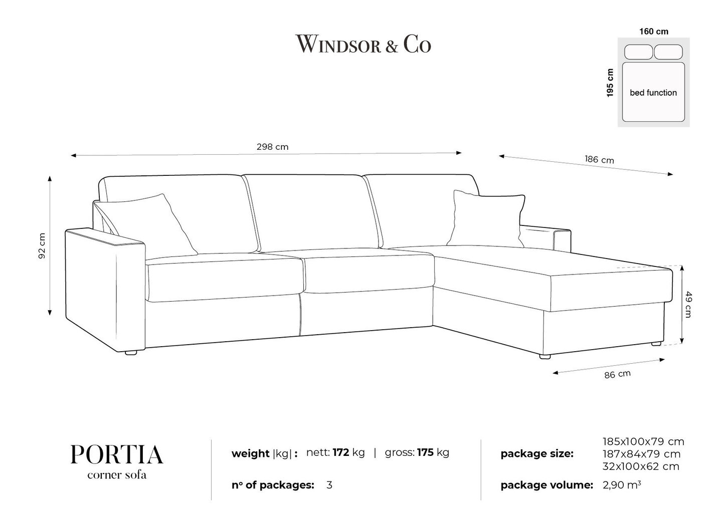 Minkštas kampas Windsor&Co Portia L, smėlio spalvos цена и информация | Minkšti kampai | pigu.lt